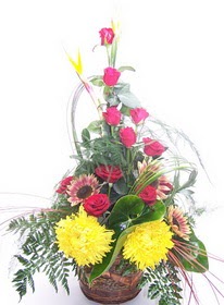  �i�ek�ilik ucuz �i�ek g�nder  sepet i�erisinde g�rsel mevsim aranjmani