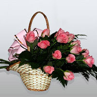  �i�ek�ilik ucuz �i�ek g�nder  13 adet pembe g�l sepet i�erisinde
