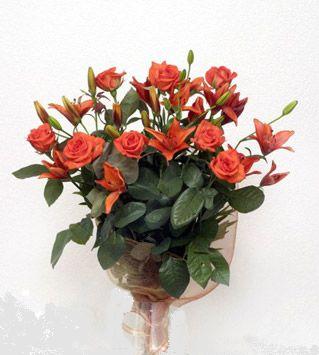 9 adet g�l ve 3 adet lilyum �i�egi buketi   hediye �i�ek�ilik cicek , cicekci bat�kent
