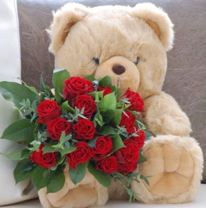  �i�ek�ilik �i�ek servisi , �i�ek�i adresleri g�lba��  9 adet kirmizi g�l ve orta boy ayicik