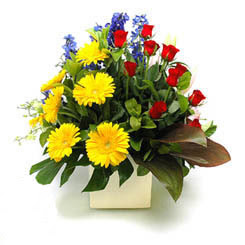  Ankara keçiören çiçekçilik online çiçek gönderme sipariş eryaman  9 adet gül ve kir çiçekleri cam yada mika vazoda