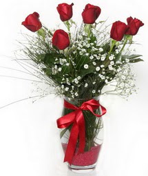 7 adet gülden cam içerisinde güller  Ankara mağaza çiçekçilik 14 şubat sevgililer günü çiçek keçiören 