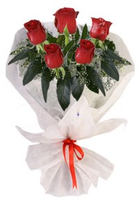 5 adet kirmizi gül buketi  Ankara çiçekçilik çiçekçiler çankaya 