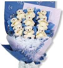 9 adet pelus ayicik buketi  Ankara sevgilime cicekciler , cicek siparisi ke�i�ren 