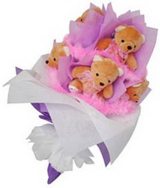 7 adet pelus ayicik buketi  Ankara eryaman �i�ek�ilik internetten �i�ek sipari�i dikmen 