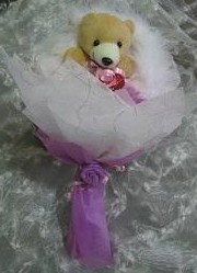1 adet 15 cm lik ayicik buketi  Ankara yurti�i ve yurtd��� �i�ek sipari�i demetevler 