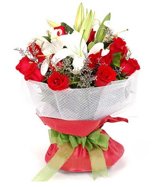  �ankaya �i�ek�ilik hediye �i�ek yolla  1 dal kazablanka 11 adet k�rm�z� g�l buketi
