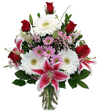  Ankara gölbaşı çiçekçilik çiçek mağazası , çiçekçi adresleri incek  1 dal kazablanka 5 gül ve kırçiçeği vazosu