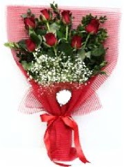7 adet k�rm�z� g�lden buket tanzimi  hediye �i�ek�ilik cicek , cicekci bat�kent