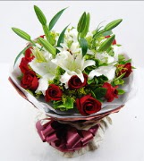 11 adet k�rm�z� g�l 1 dal kazablanka buket  �i�ek�ilik ucuz �i�ek g�nder 