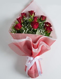 9 adet kırmızı gülden buket  Ankara çiçekçilik çiçek satışı 