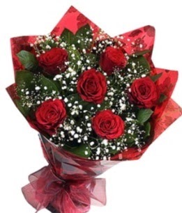 6 adet kırmızı gülden buket  Ankara yurtiçi ve yurtdışı çiçek siparişi demetevler 