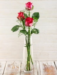 Cam içerisinde 3 kırmızı gül  Ankara çiçekçilik çiçek satışı 