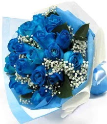 15 adet mavi gülden şahane eşsiz buket  Ankara buket çiçekçilik uluslararası çiçek gönderme ulus 