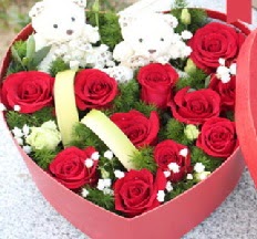 2 adet ayıcık 9 kırmızı gül kalp içerisinde  kavaklıdere çiçekçilik internetten çiçek satışı balgat