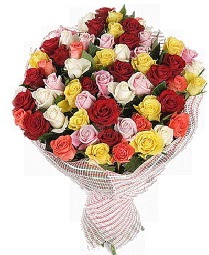 51 adet rengarenk gül buketi  Ankara gölbaşı çiçekçilik çiçek mağazası , çiçekçi adresleri incek 