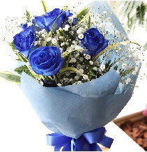 5 adet mavi gülden buket çiçeği  Ankara çiçekçilik çiçek satışı 