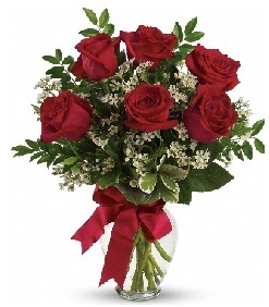 Cam vazo içerisinde 6 adet kırmızı gül  Ankara anatolia çiçek çiçek gönderme  