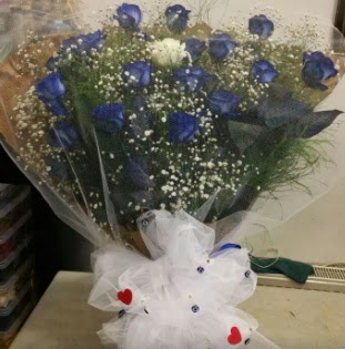 Mavi güllerden kız isteme buket çiçeği  Ankara eryaman çiçekçilik internetten çiçek siparişi dikmen 