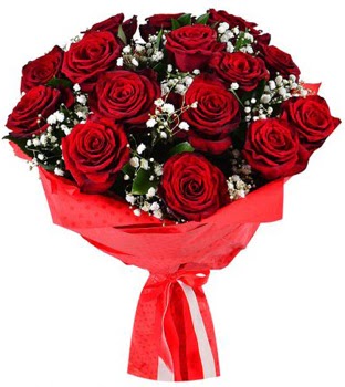 Kız isteme çiçeği buketi 17 adet kırmızı gül  Ankara çiçek çiçekçi telefonları 