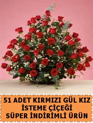 51 Adet kırmızı gülden kız isteme çiçeği  kavaklıdere çiçekçilik internetten çiçek satışı balgat