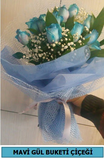 12 adet mavi gülden mavi buket  Ankara çiçek çiçekçi telefonları 