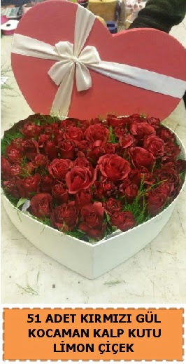 51 adet kırmızı gül kocaman kalp kutu  Ankara anatolia çiçek çiçek gönderme 
