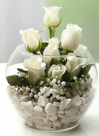 Beyaz Mutluluk 9 beyaz gül fanusta  Ankara oran çiçekçilik çiçek siparişi sitesi ucuz çiçekleri  