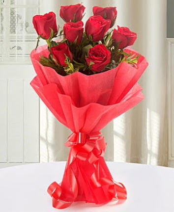 9 adet kırmızı gülden modern buket  Ankara çiçekçilik İnternetten çiçek siparişi   