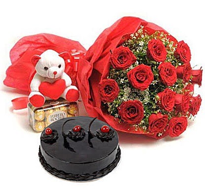 12 kırmızı gül ayıcık çikolata ve yaş pasta  Ankara anatolia çiçek çiçek gönderme   