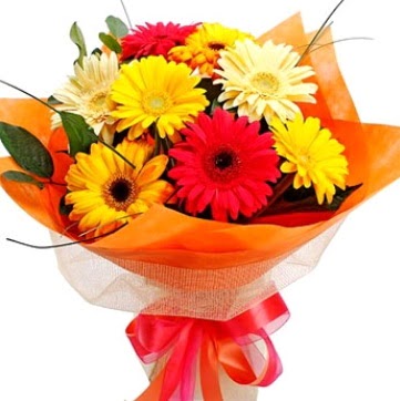 9 adet kar���k gerbera buketi  Ankara balgat �i�ek�ilik �i�ek , �i�ek�i , �i�ek�ilik 