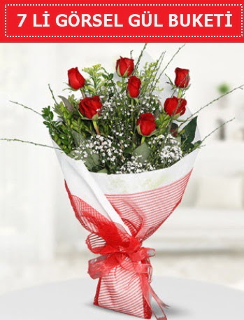 7 adet kırmızı gül buketi Aşk budur  Ankara çiçekçilik çiçek satışı 