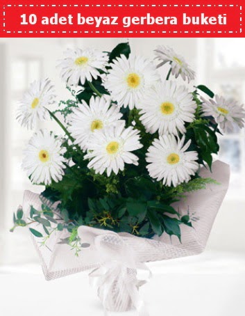 10 Adet beyaz gerbera buketi  Ankara balgat çiçekçilik çiçek , çiçekçi , çiçekçilik 