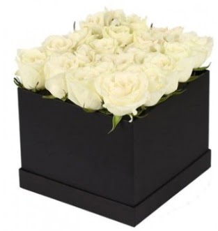 Kare kutuda 19 adet beyaz gül aranjmanı  Ankara çiçek çiçekçi telefonları 